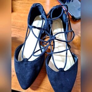 Bamboo black velvet gladiator flat shoes